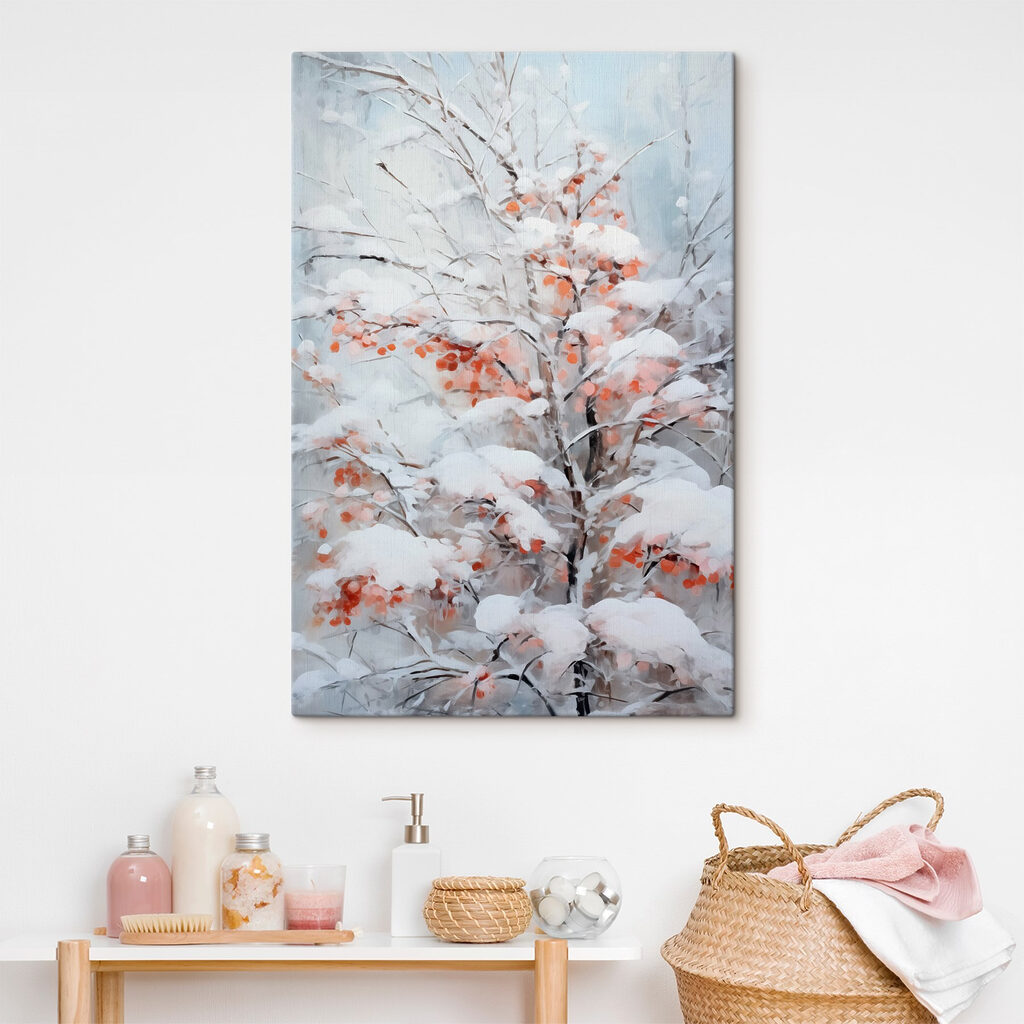 Neige sur feuilles rouille — intérieur 1