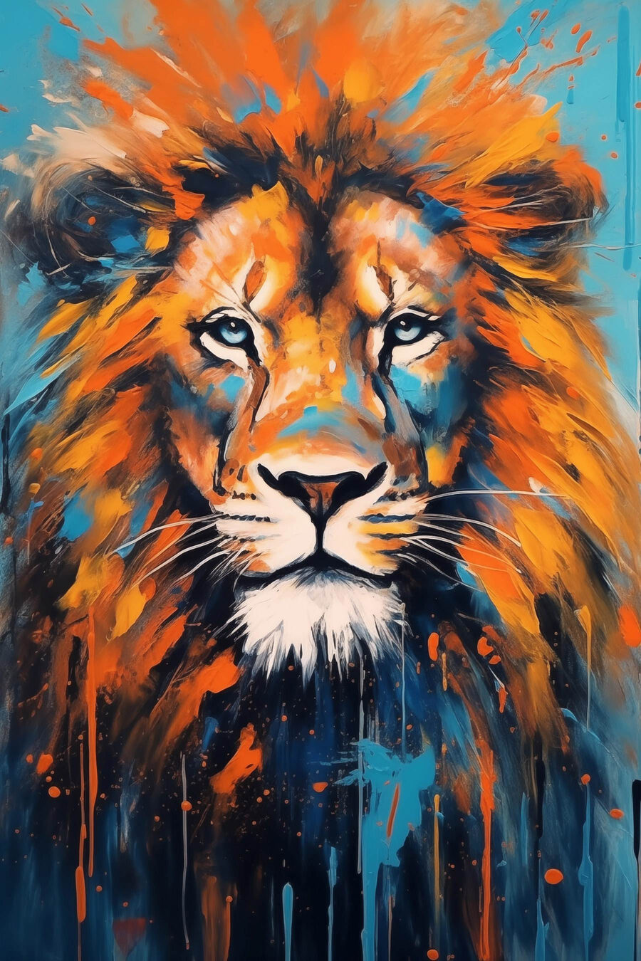 Crinière orange et bleue — motif complet
