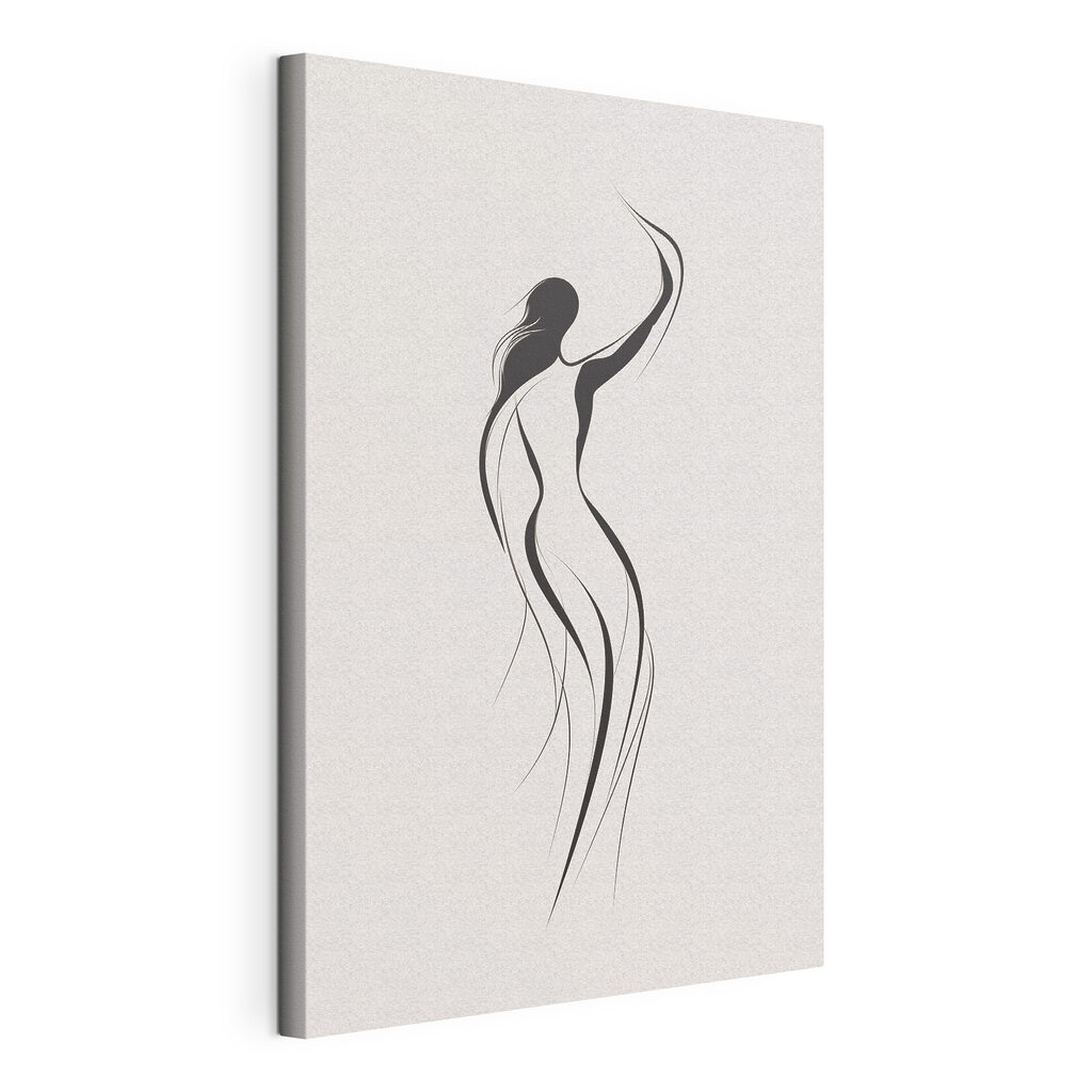 Danse en lignes noires, toile tendue et bord enveloppé
