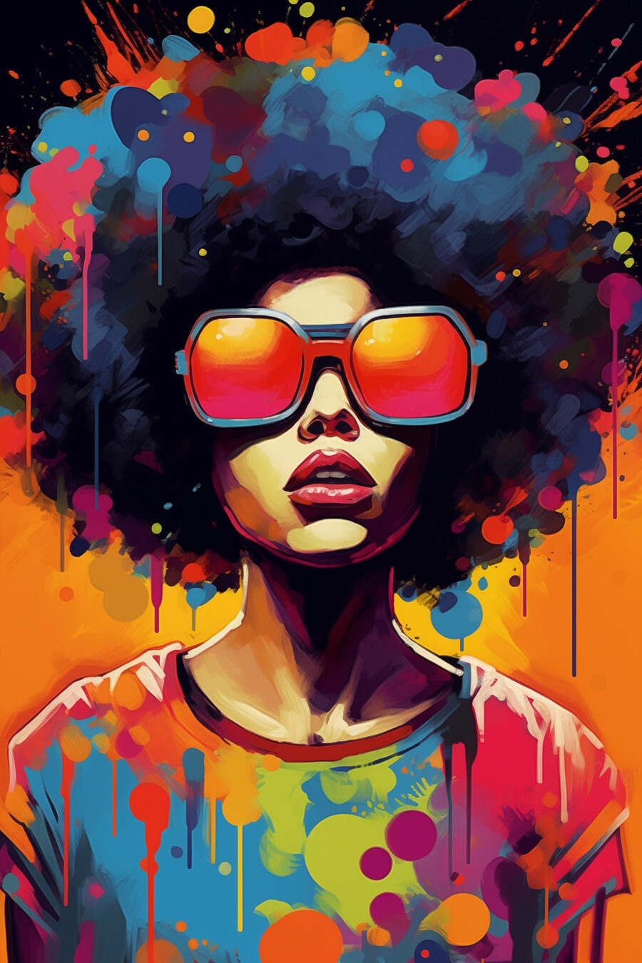 Portrait afro éclatant — motif complet
