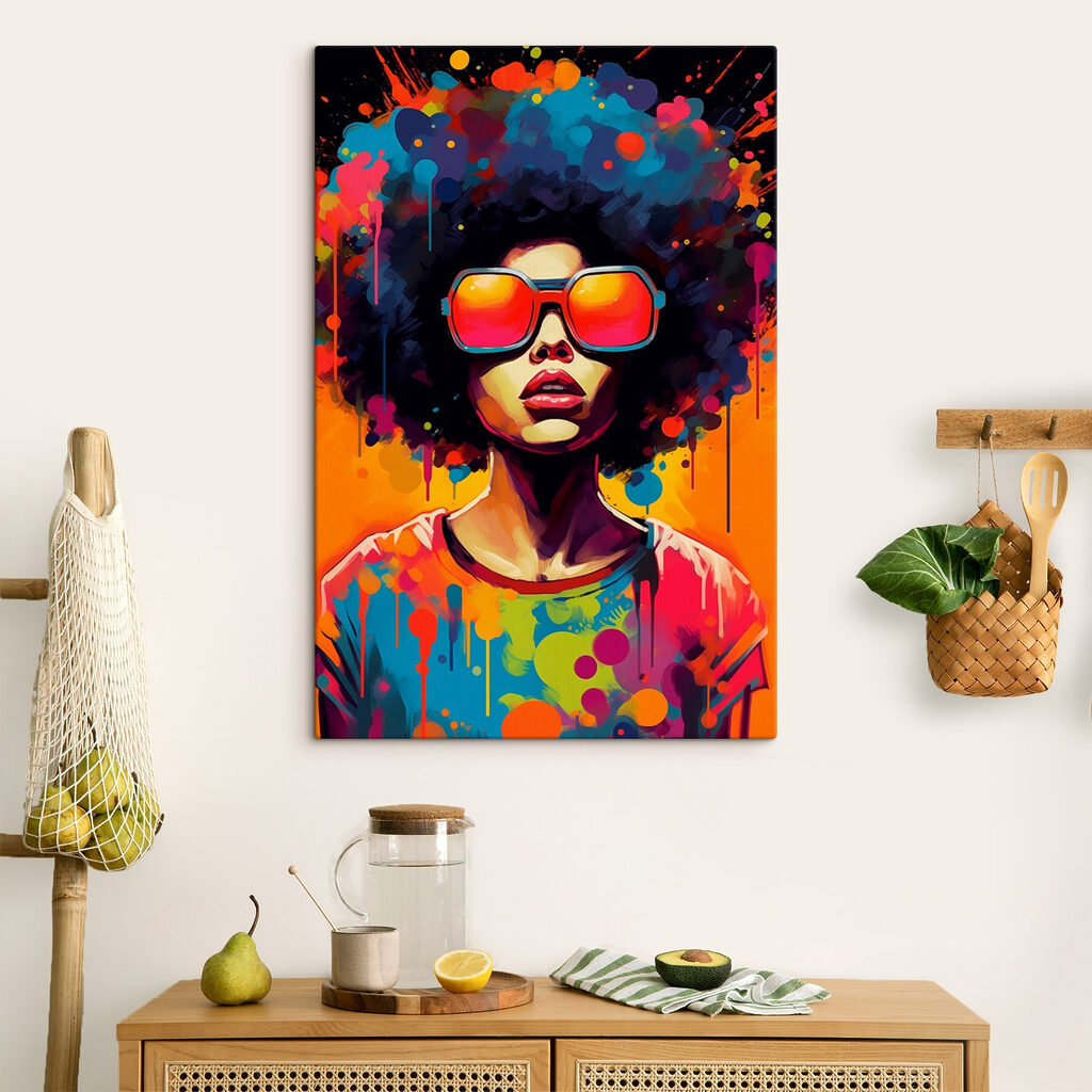 Portrait afro éclatant — intérieur 2