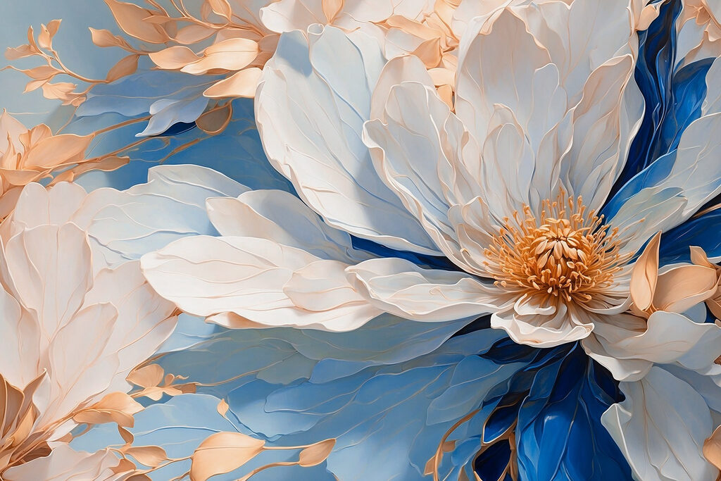 Fleur aux plis bleus — motif complet