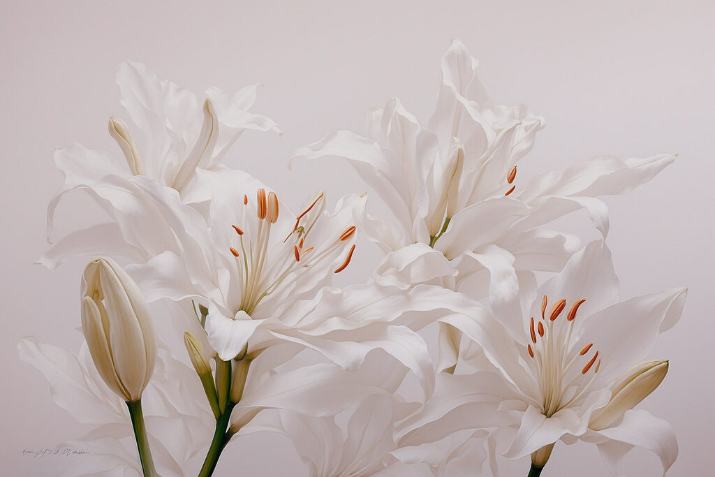 Lys blancs paisibles — motif complet