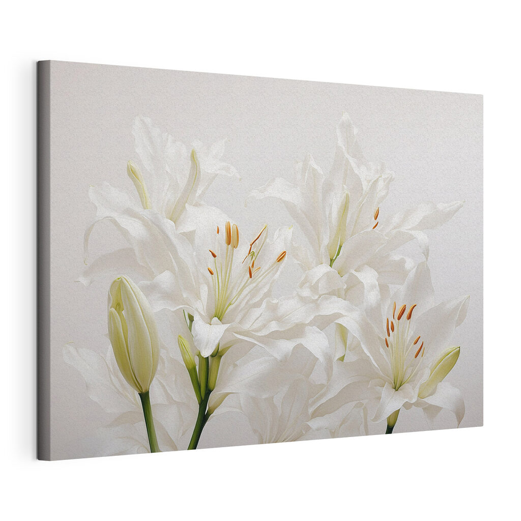 Lys blancs paisibles, toile tendue et bord enveloppé