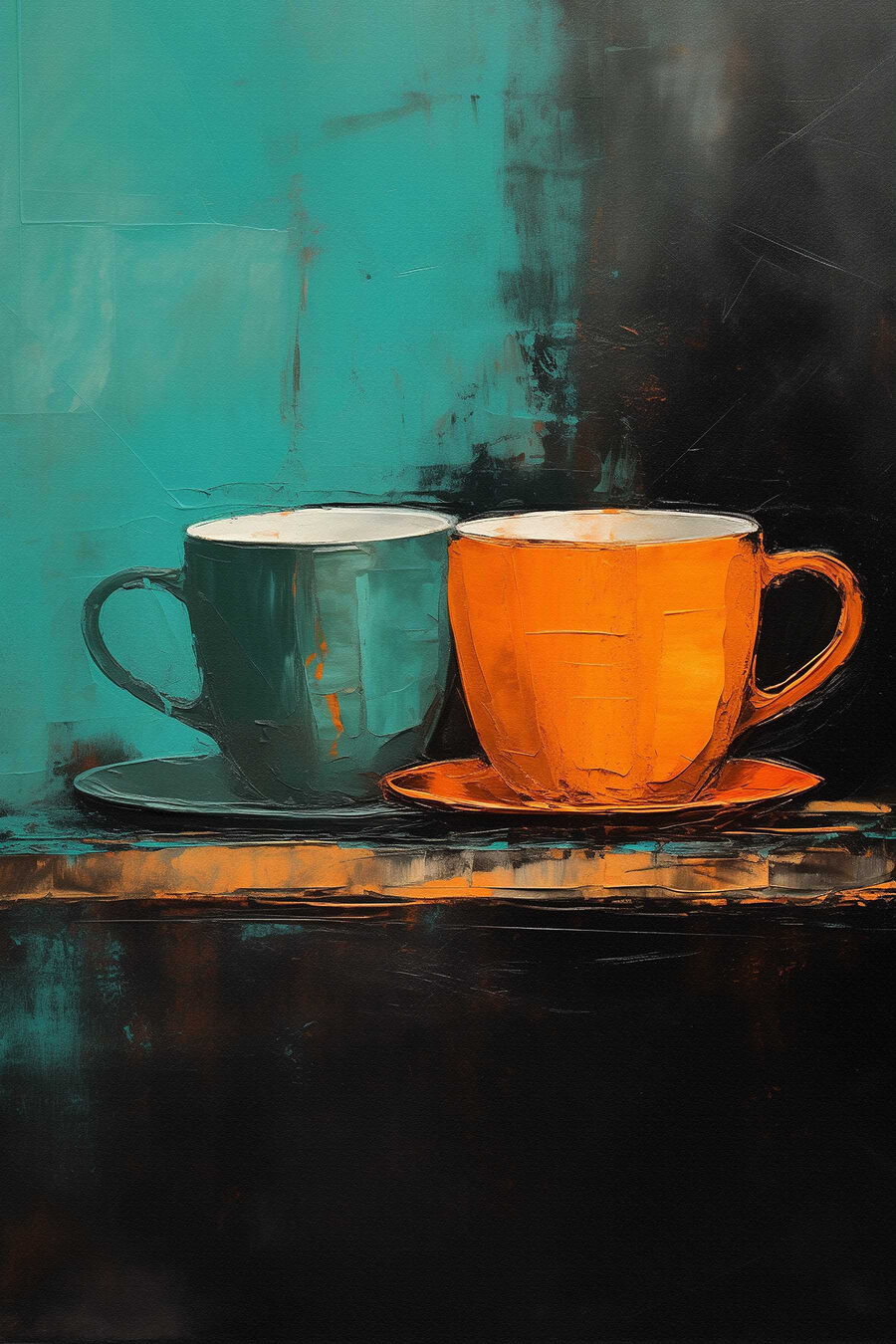 Deux tasses dans l’ombre — motif complet