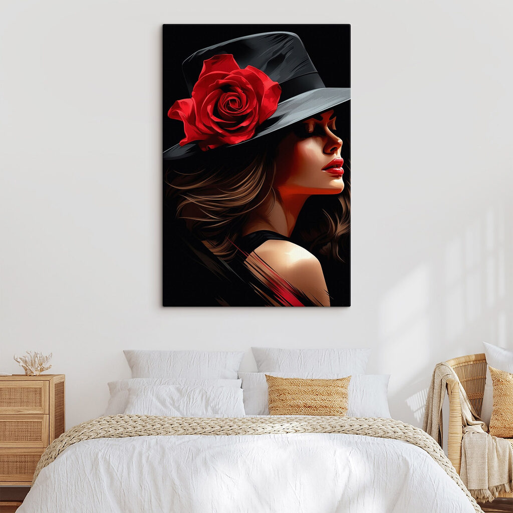 Rose sur chapeau noir — intérieur 1