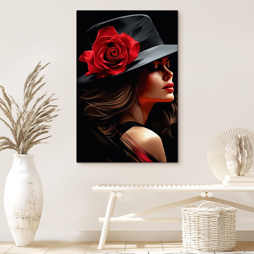 Rose sur chapeau noir — intérieur 2