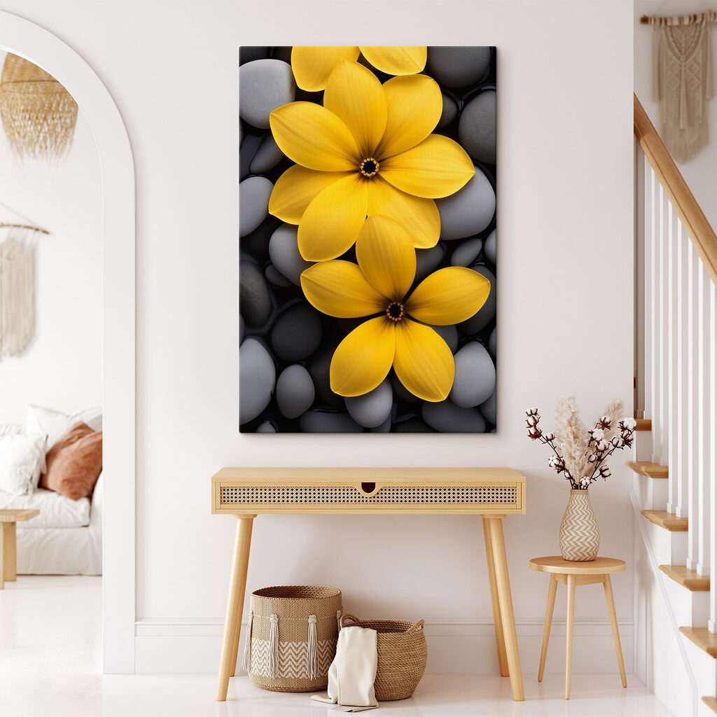 Fleurs jaunes et galets — intérieur 2