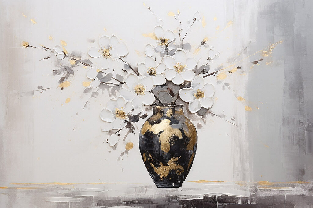 Bouquet au vase noir — motif complet