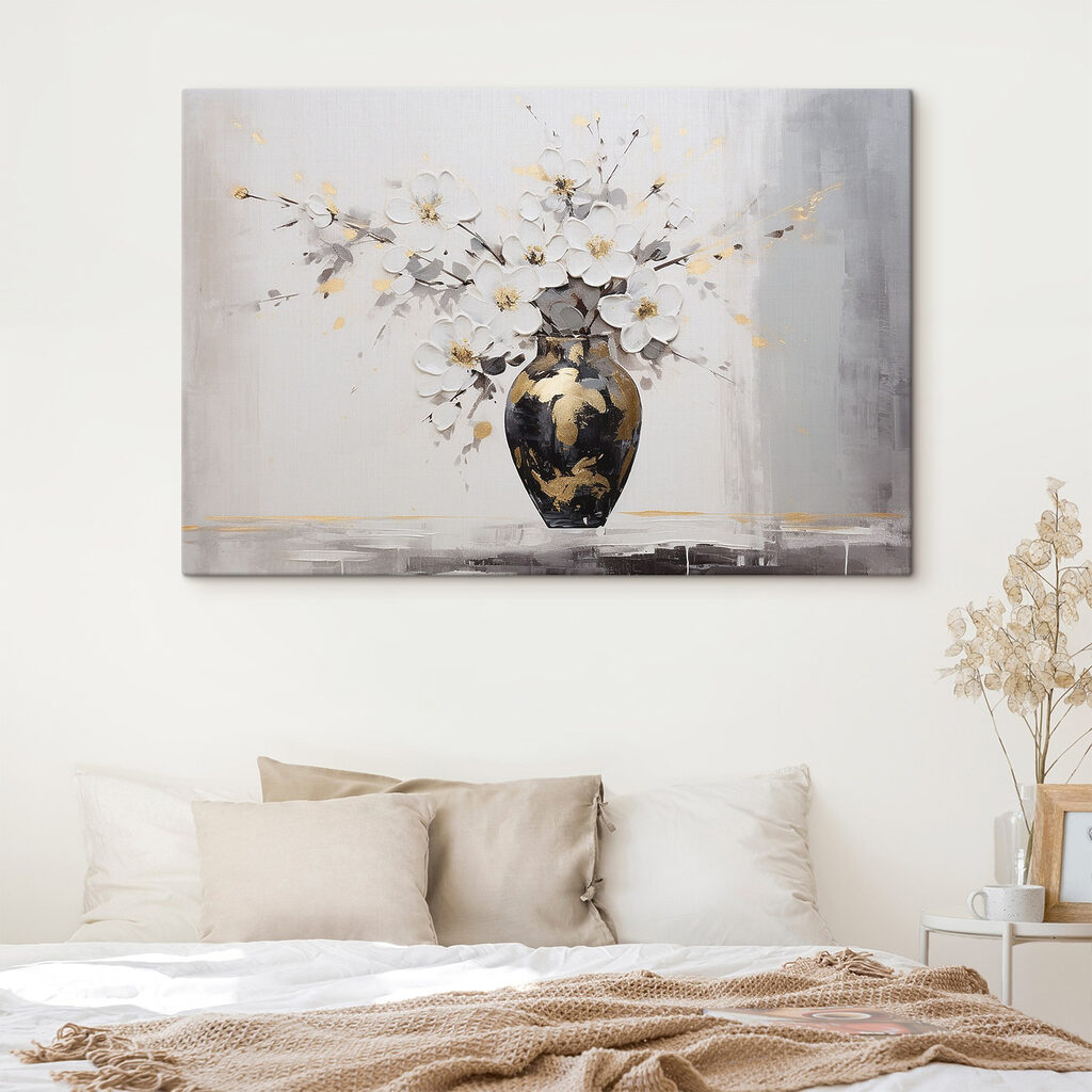 Bouquet au vase noir — intérieur 2