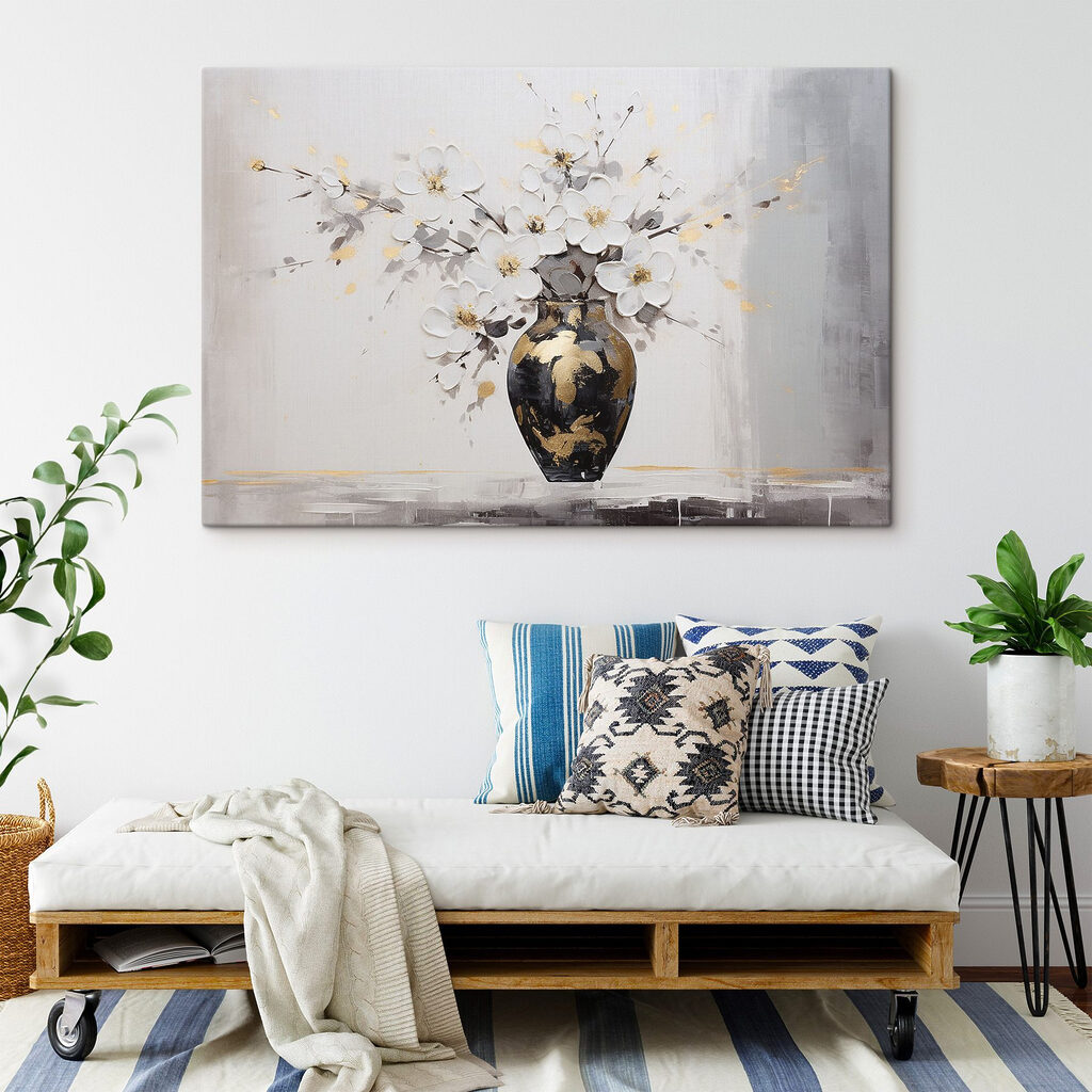 Bouquet au vase noir — intérieur 1