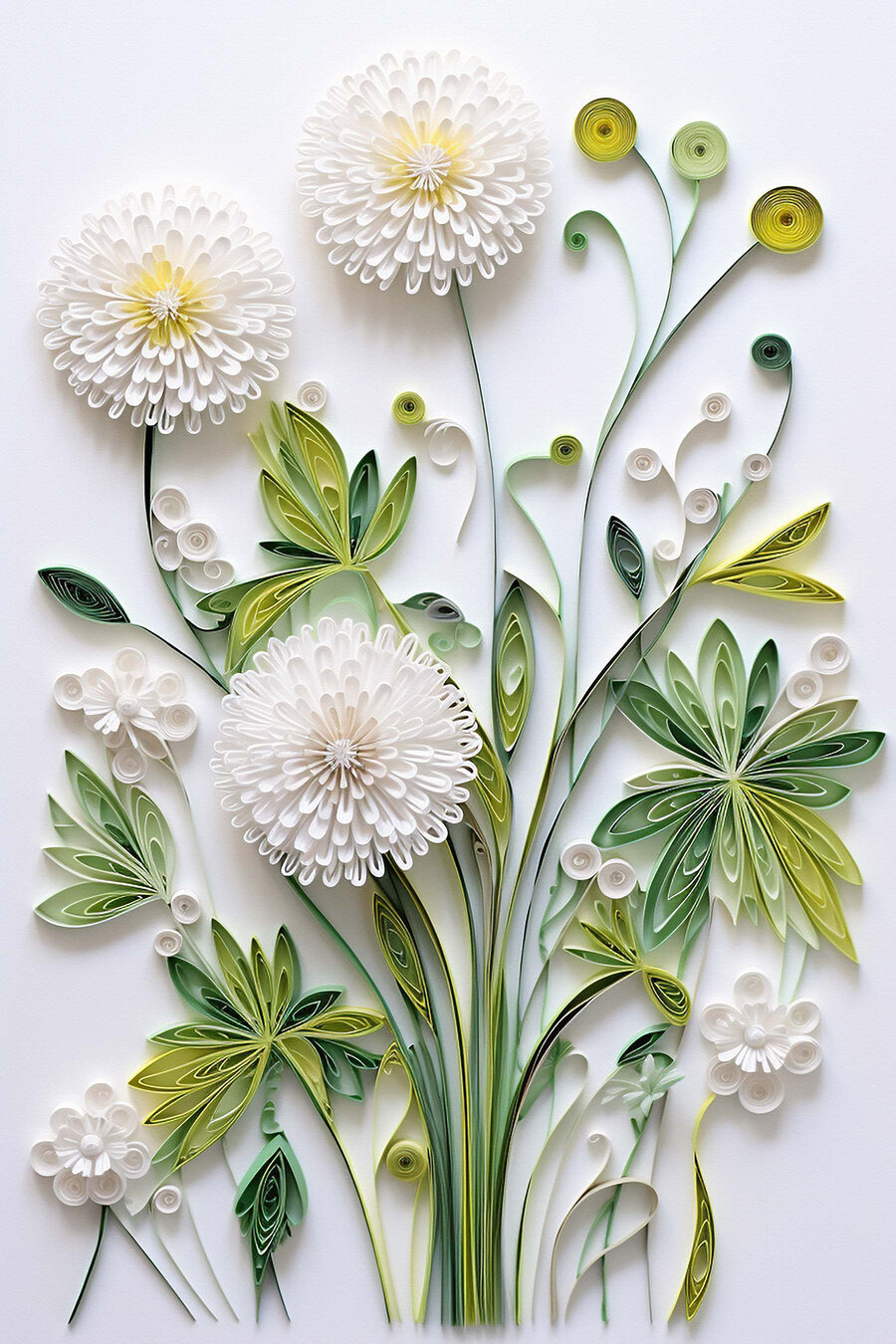 Fleurs blanches duveteuses — motif complet