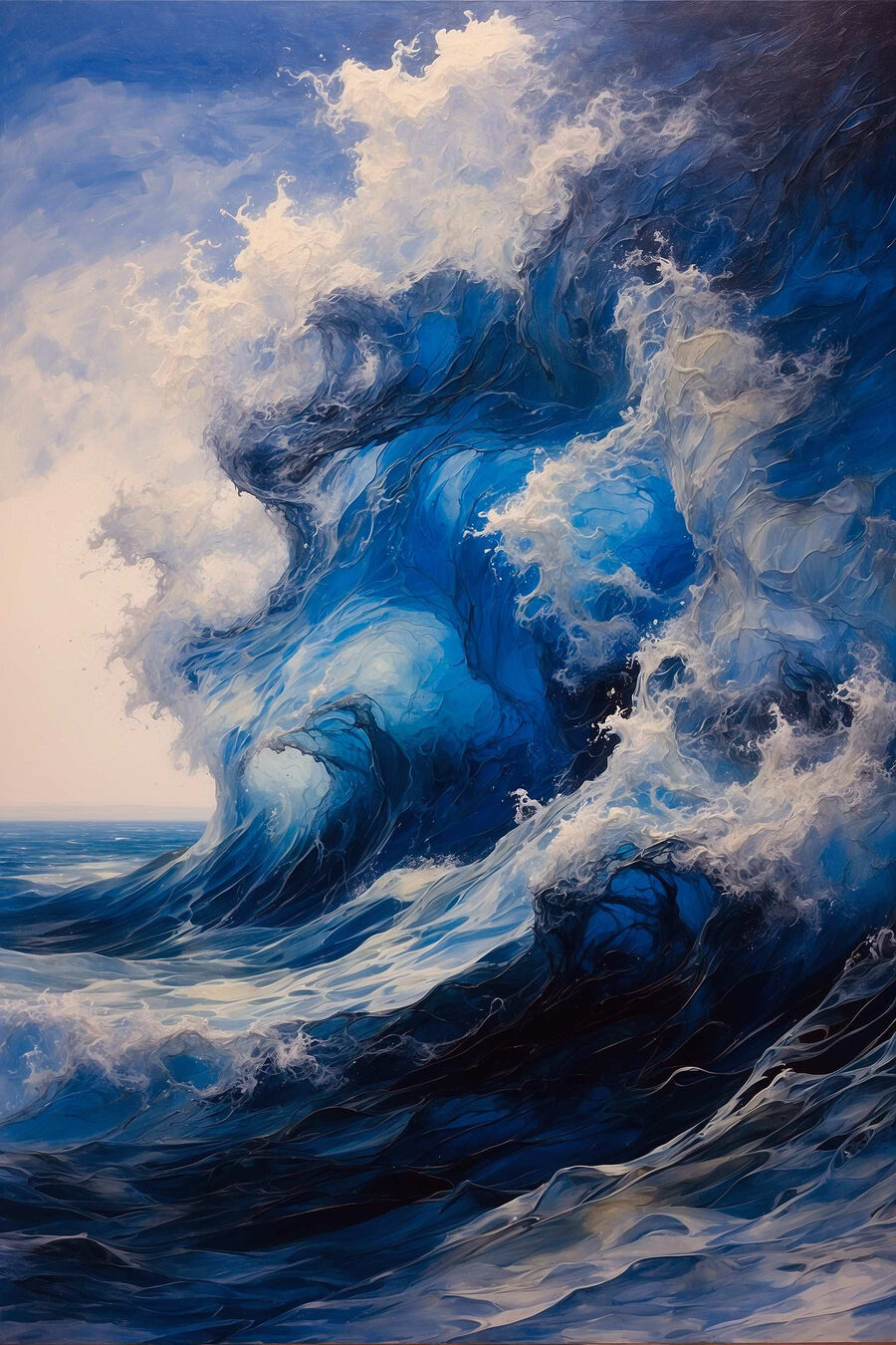 Vague sous les nuages — motif complet