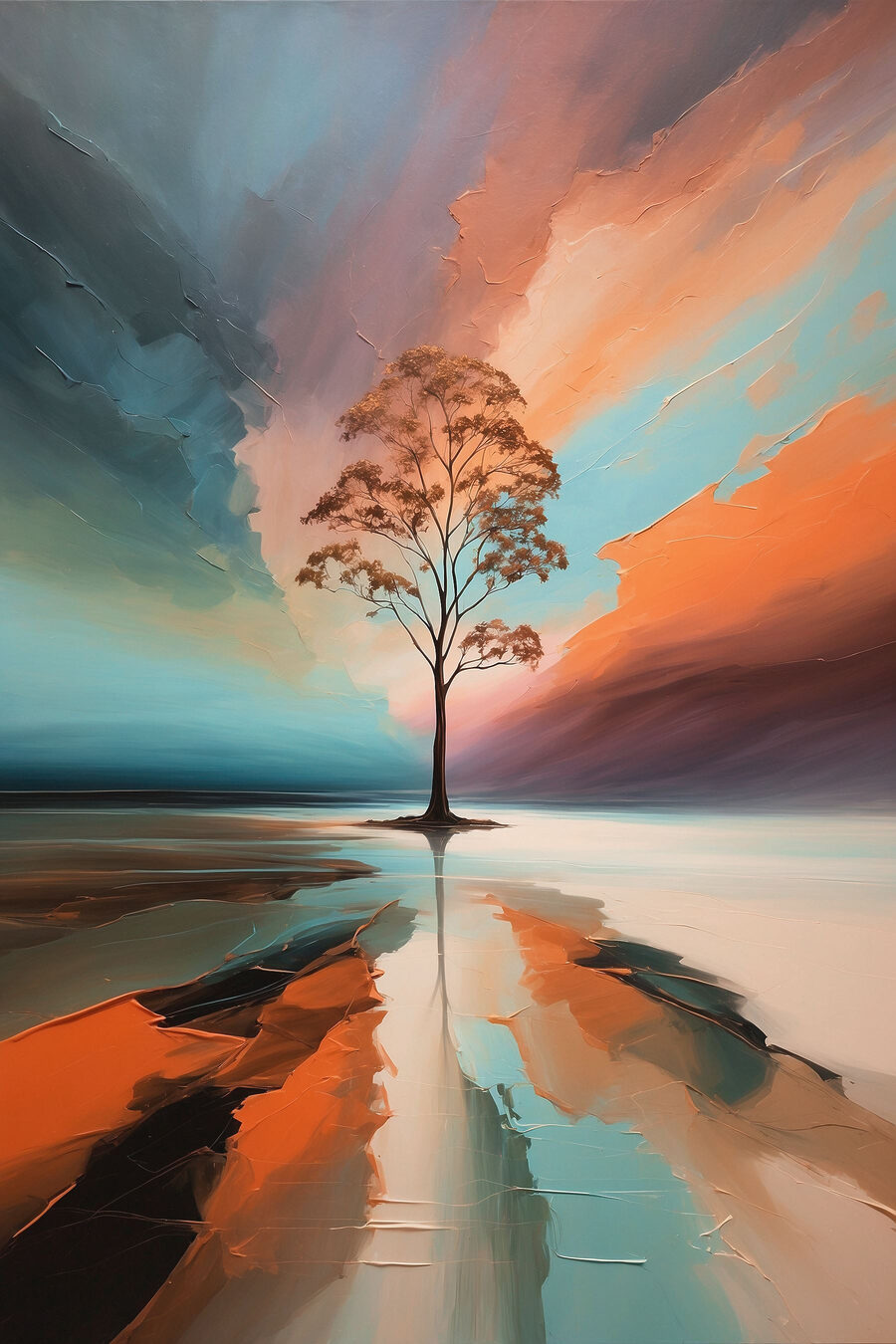 Arbre aux couleurs rayonnantes — motif complet