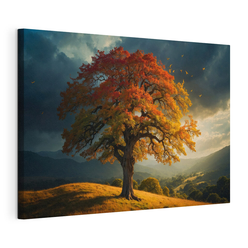 Arbre d’automne, ciel sombre — vue du produit