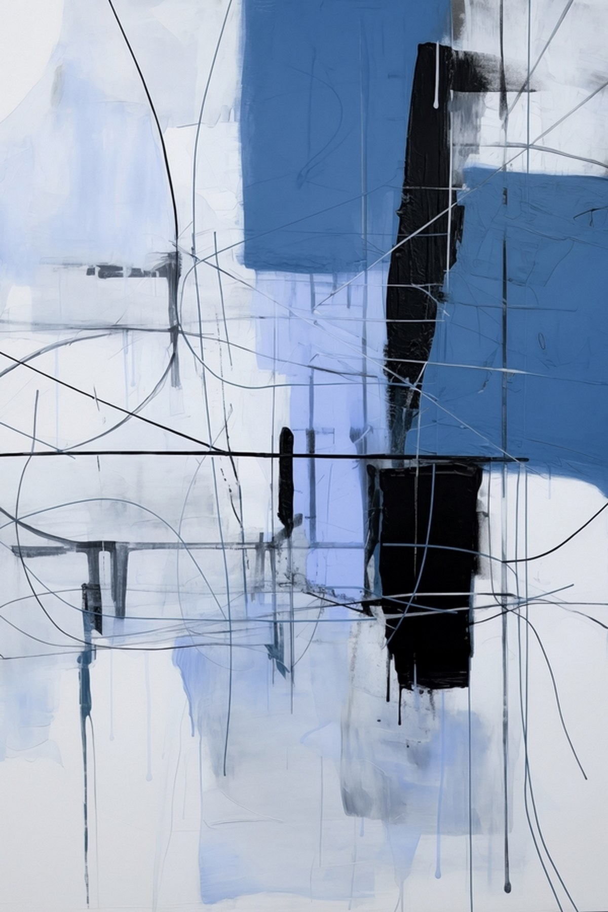 Aplats bleus, lignes noires — motif complet