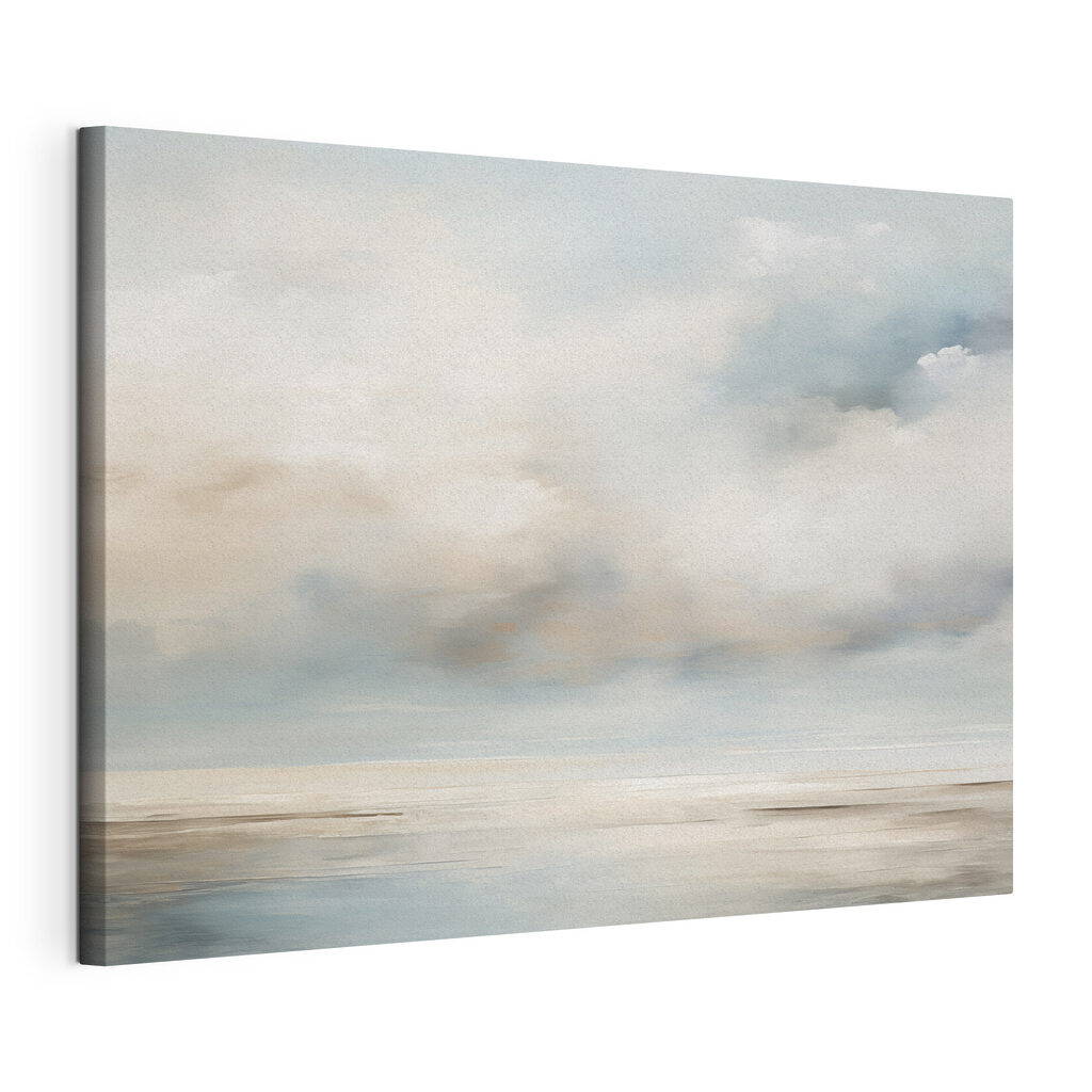 Horizon voilé de nuages, toile tendue et bord enveloppé