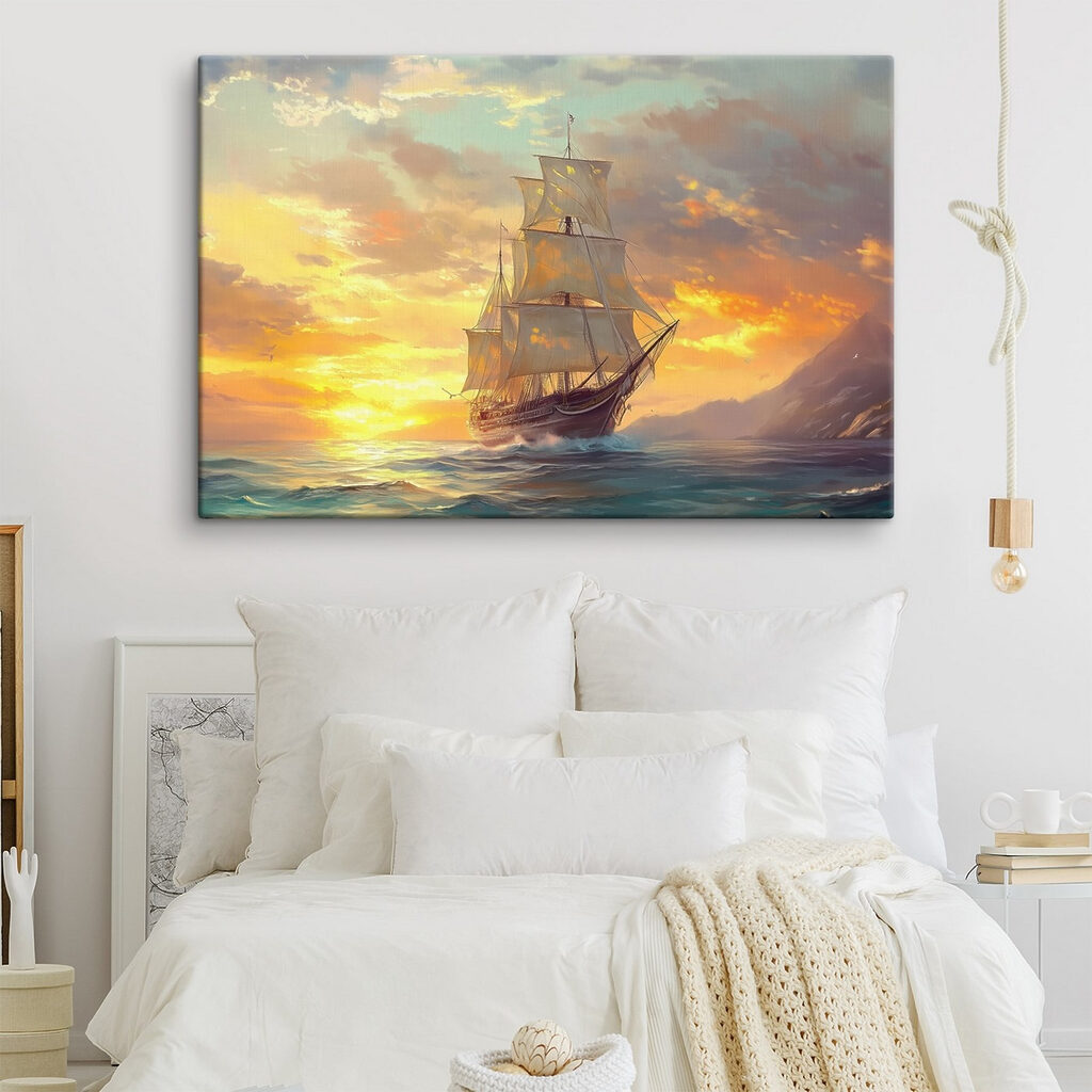 Voilier au soleil couchant — intérieur 2