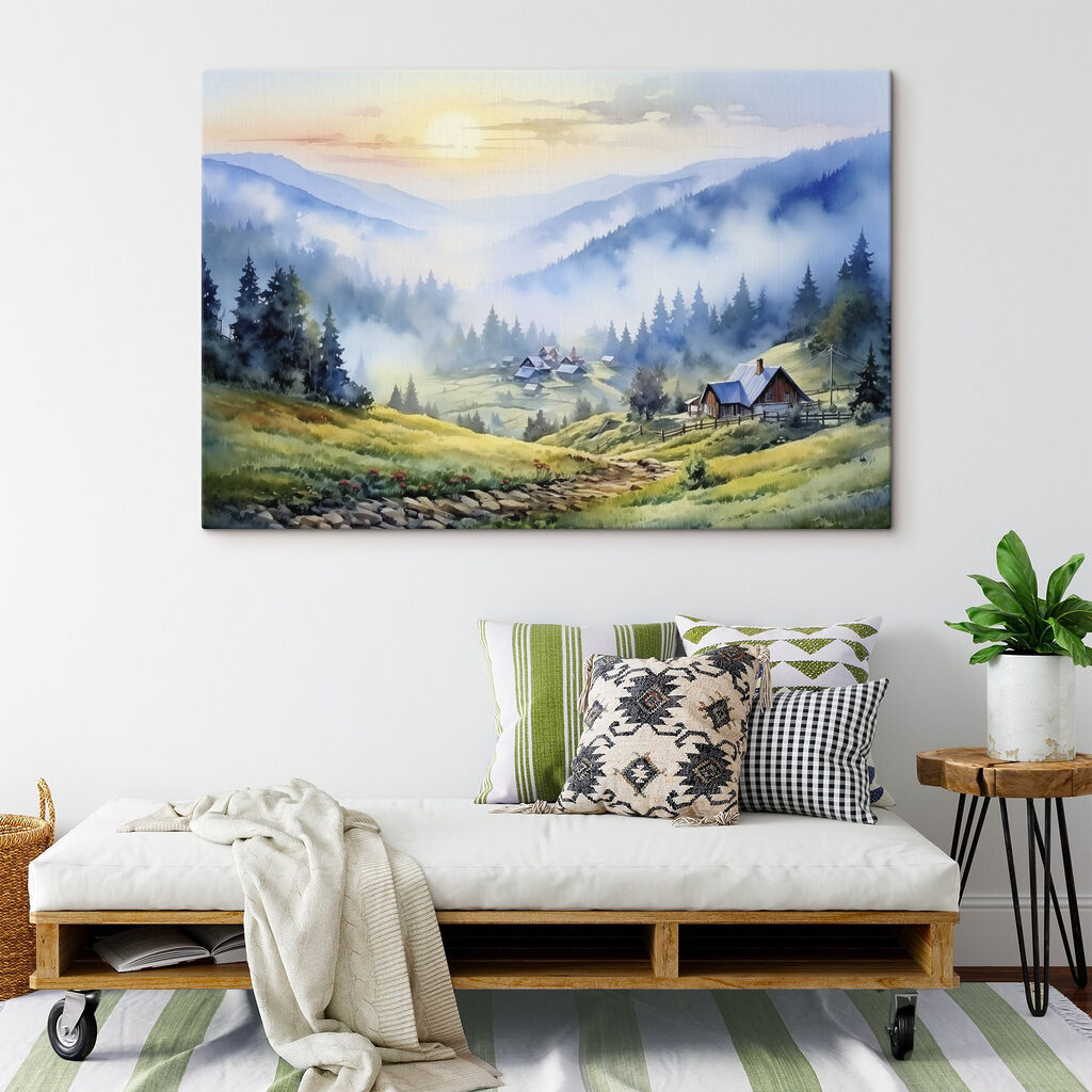 Chalets et brume matinale — intérieur 1