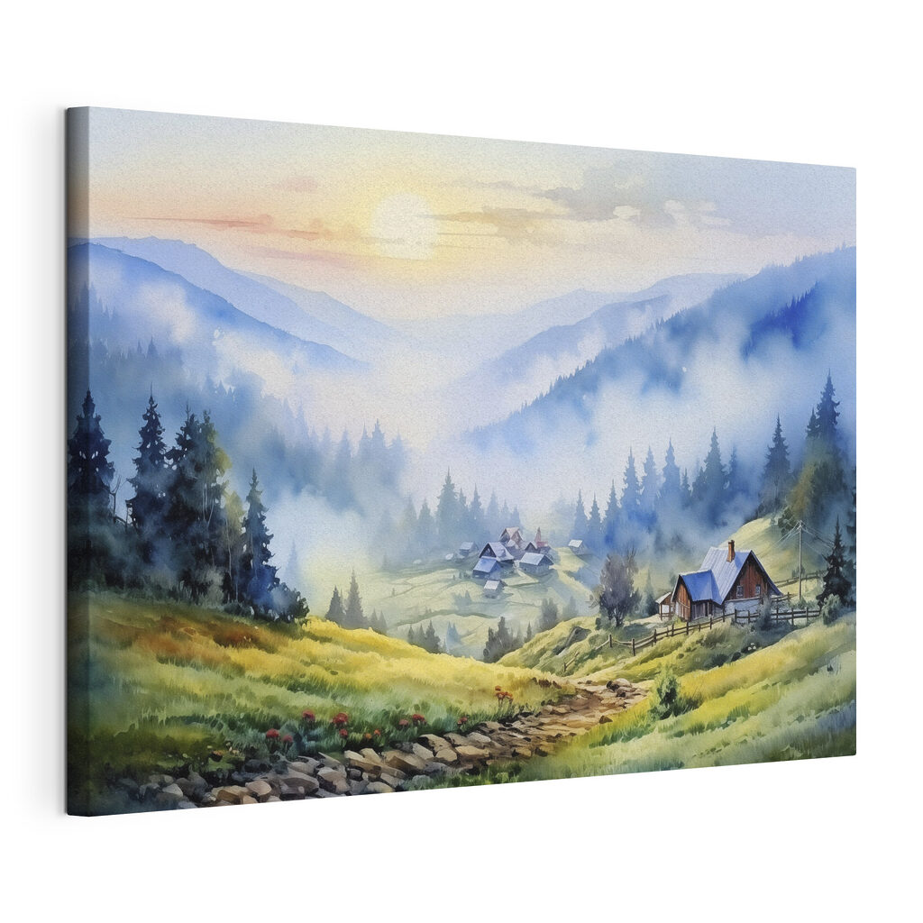 Chalets et brume matinale — vue du produit