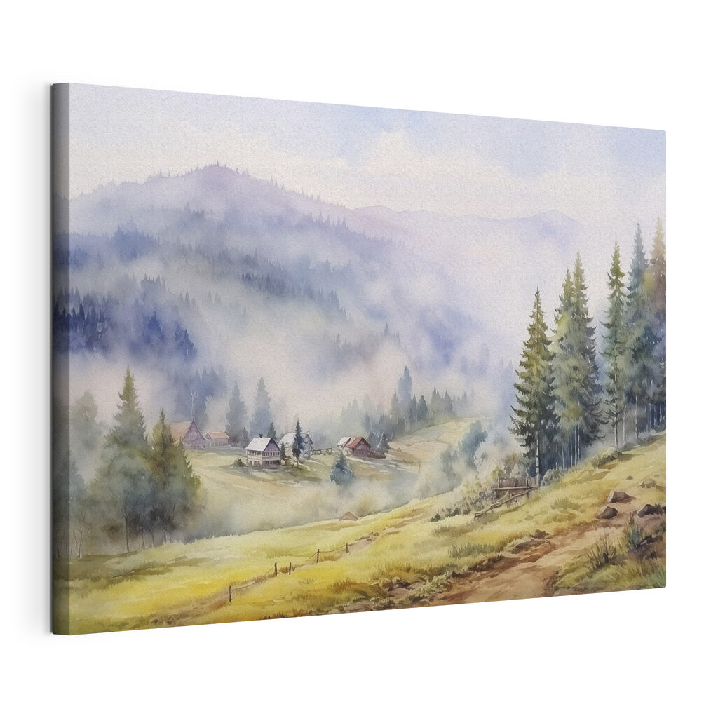 Chalets dans la brume — vue du produit