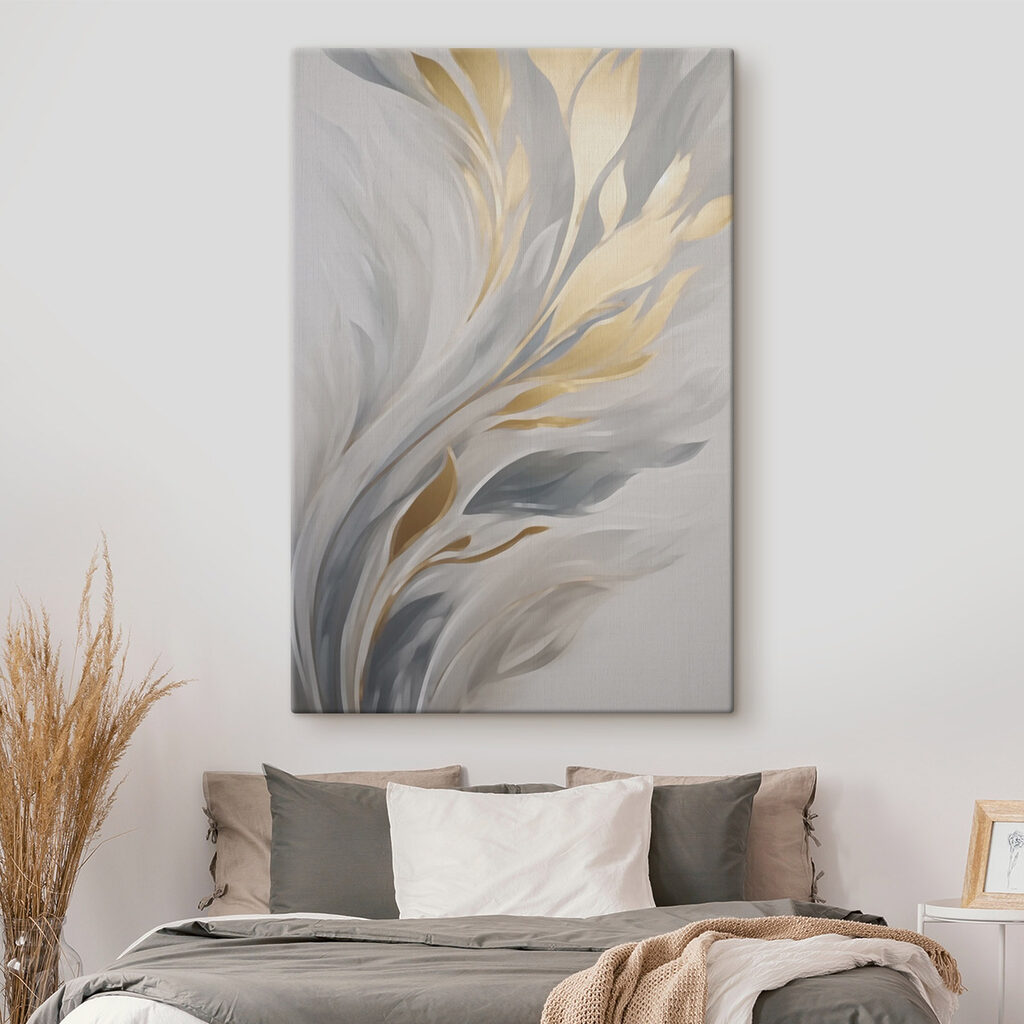 Feuilles d’or sur gris — intérieur 1
