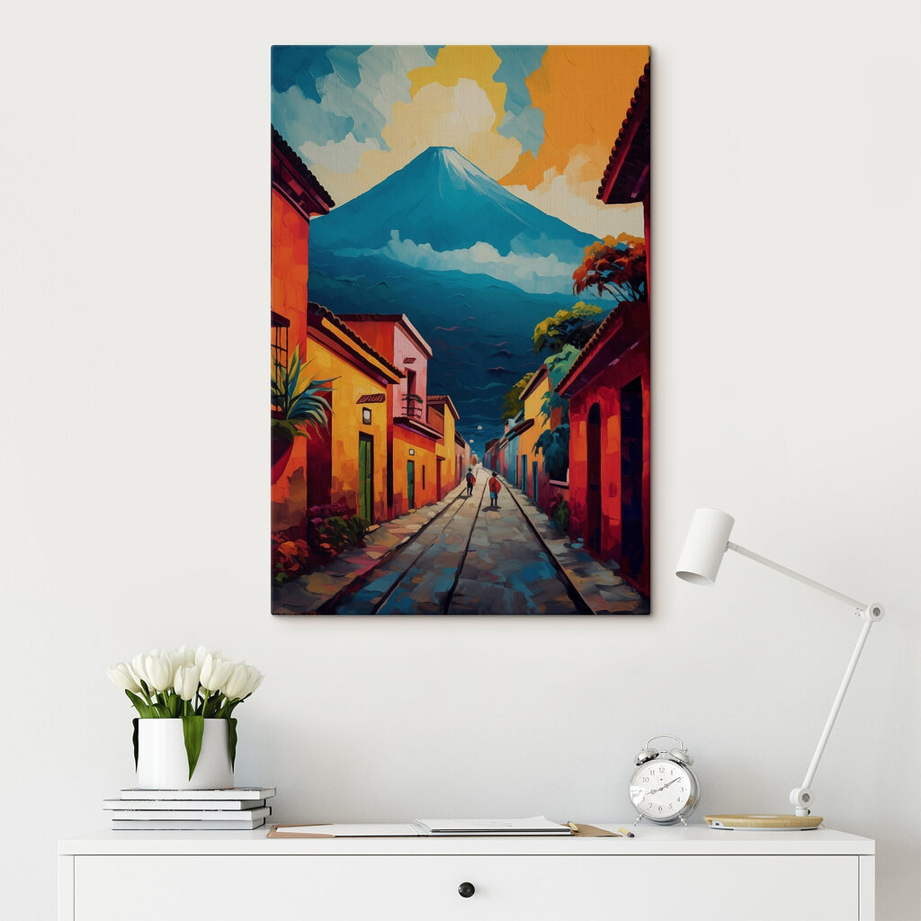 Ruelle et volcan bleu — intérieur 1