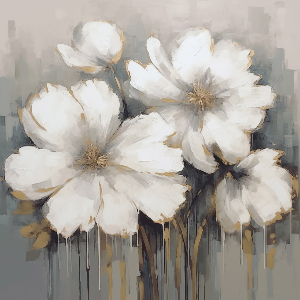 Fleurs en traînées grises — motif complet