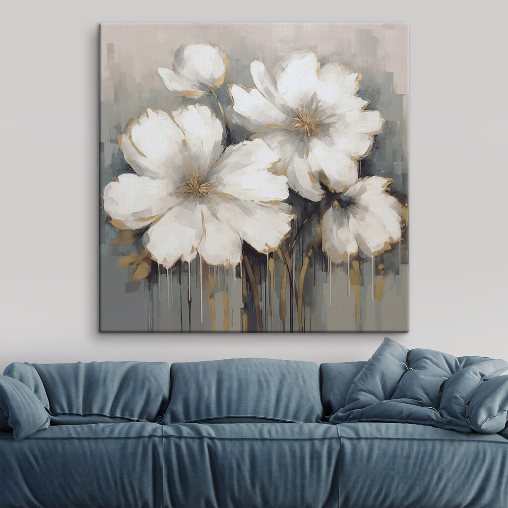 Fleurs en traînées grises — intérieur 1