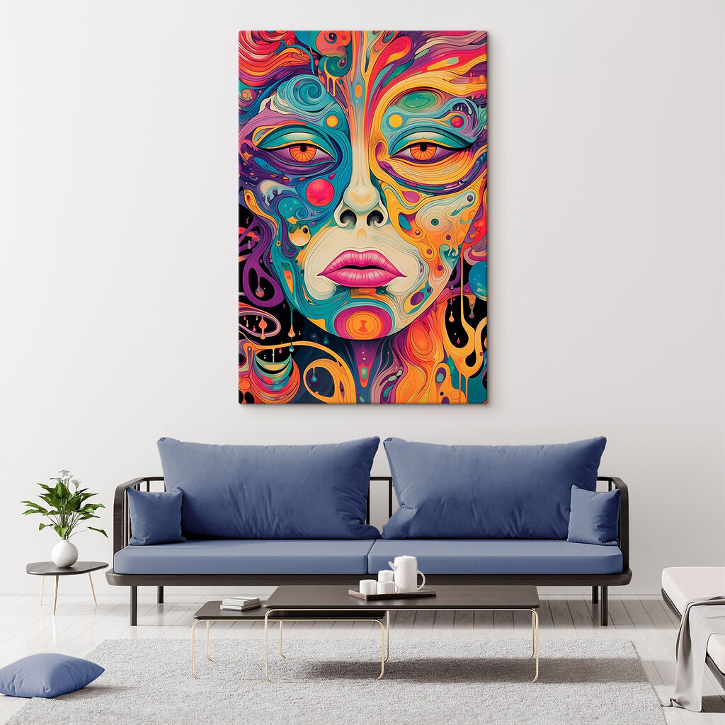 Visage aux boucles colorées — intérieur 1