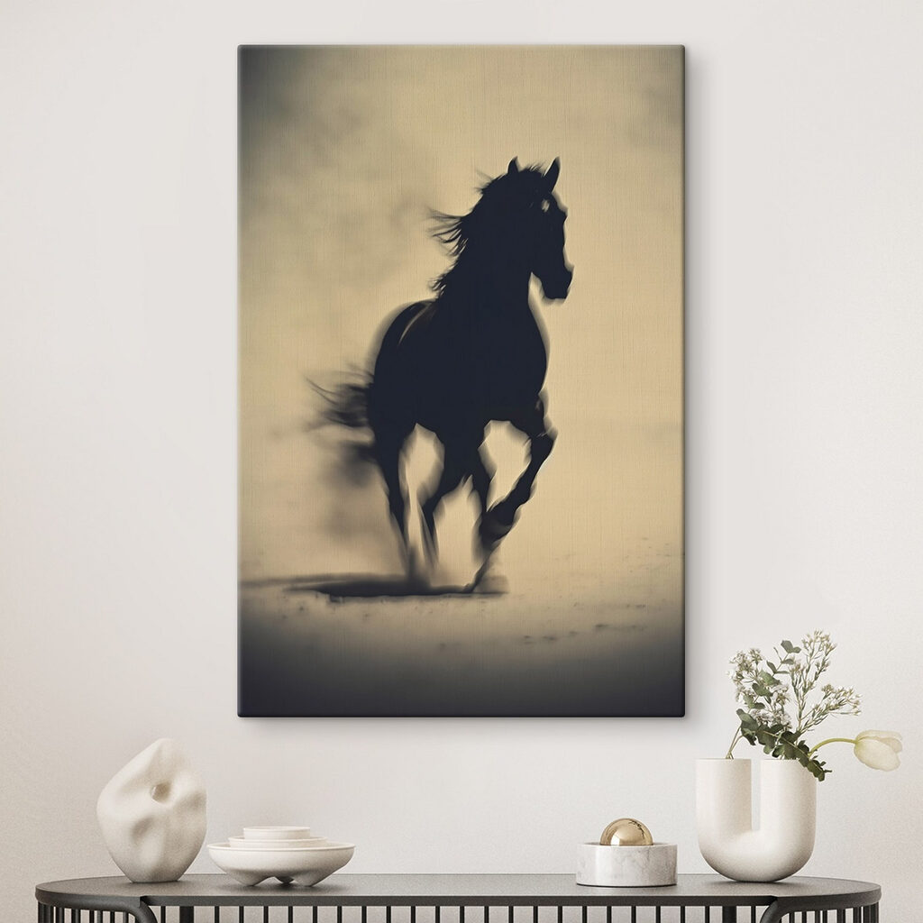 Silhouette de cheval dans un intérieur