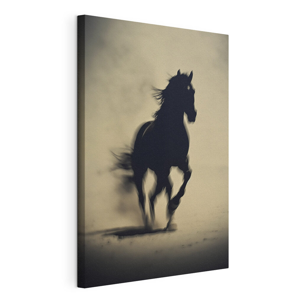 Silhouette de cheval, toile tendue et bord enveloppé
