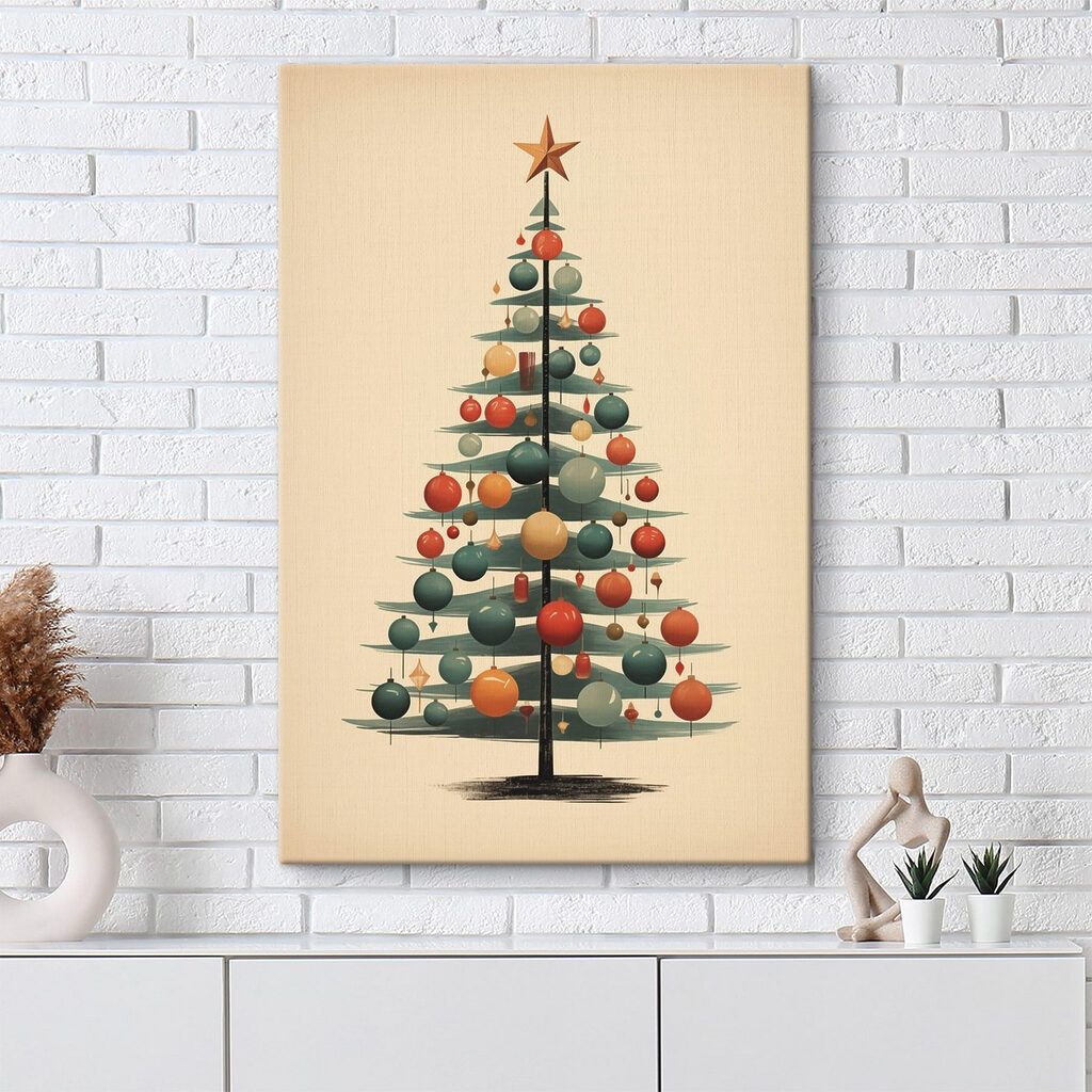Sapin aux boules colorées — intérieur 1