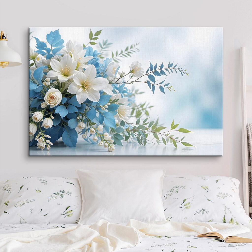 Fleurs blanches et bleu-vert — intérieur 2