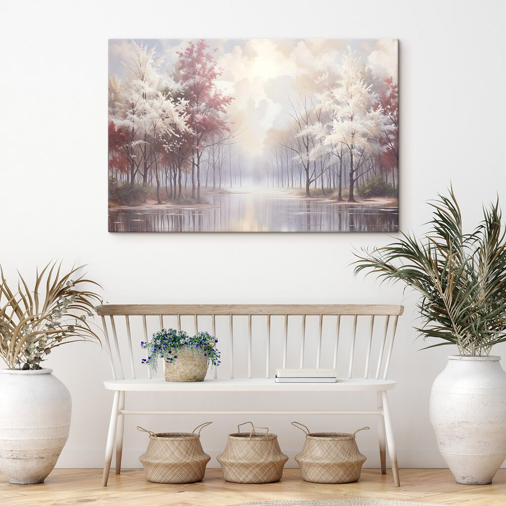 Allée d’arbres rose poudré — intérieur 2