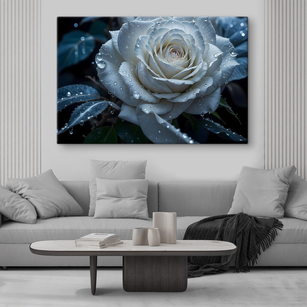 Rose blanche et rosée — intérieur 1
