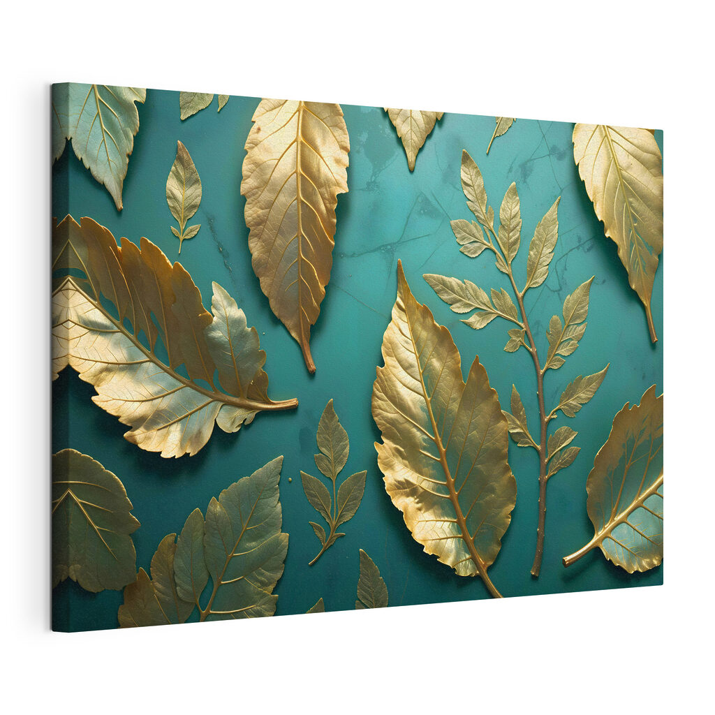 Feuilles dorées sur turquoise — vue du produit