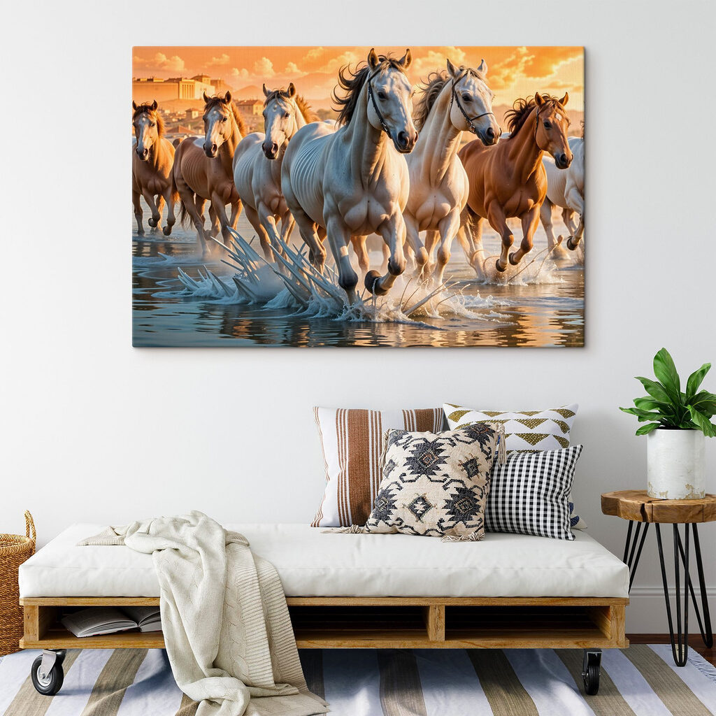 Chevaux dans l’eau dorée — intérieur 2