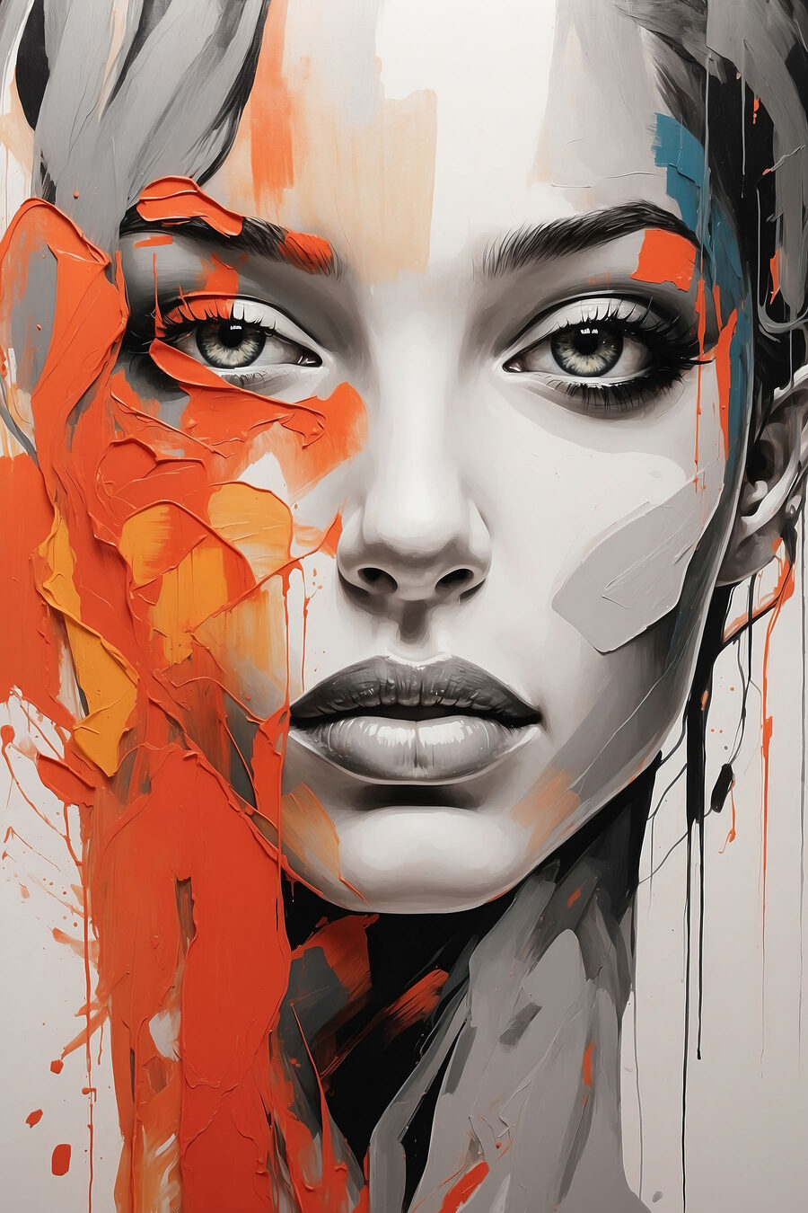 Regard gris dans l’orange — motif complet