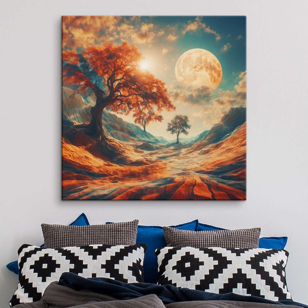 Arbre d’automne, lune d’or — intérieur 2
