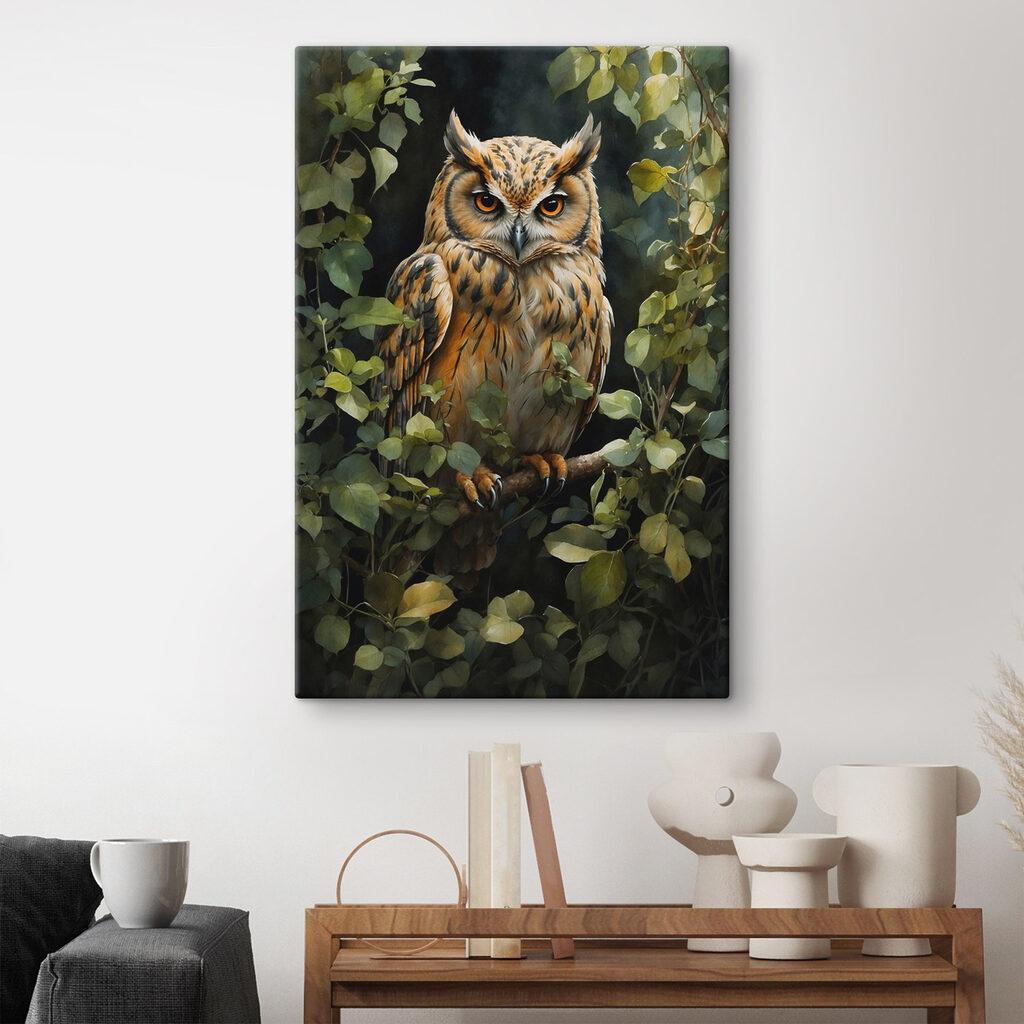 Chouette dans le feuillage — intérieur 2