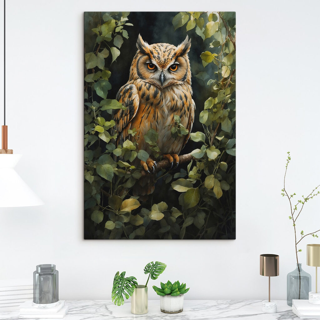 Chouette dans le feuillage — intérieur 3