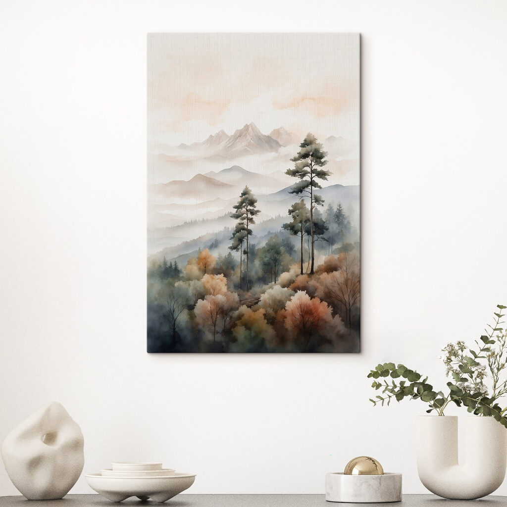 Pins sur brume pastel — intérieur 2