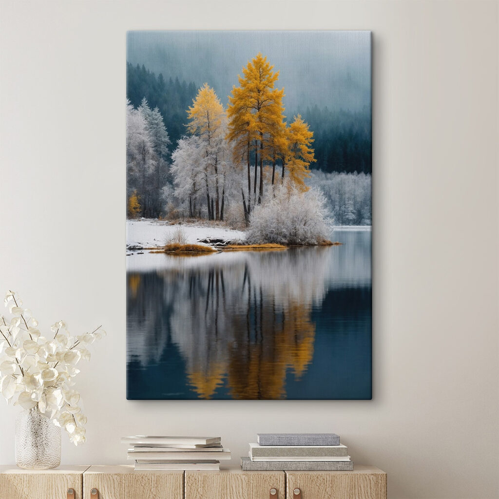 Arbres jaunes, bouleaux d’hiver dans un intérieur