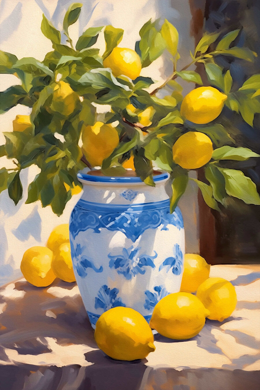 Citrons sur la table — motif complet