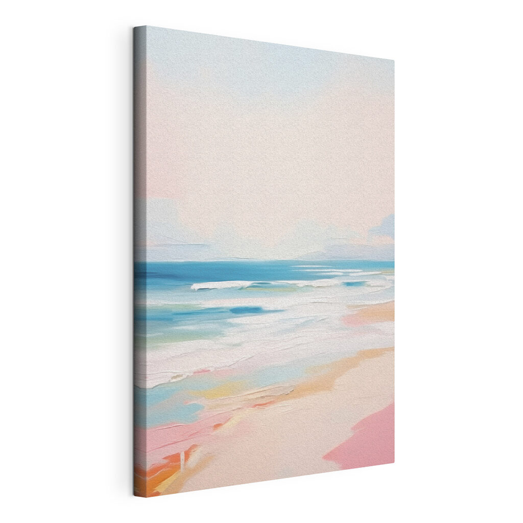 Plage aux tons pastel, toile tendue et bord enveloppé