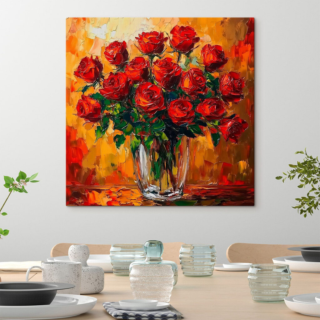 Roses rouges sur ocre — intérieur 2