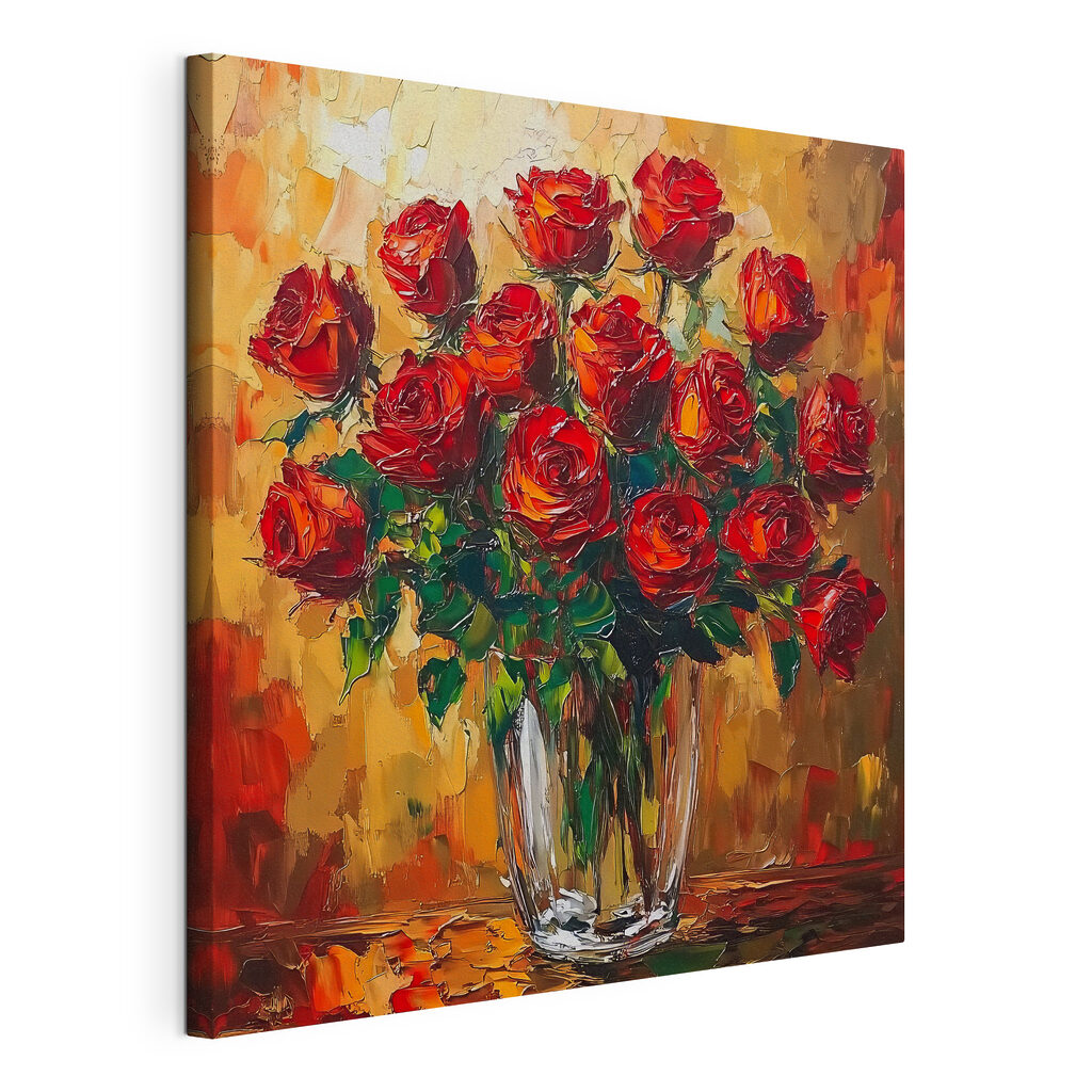 Roses rouges sur ocre — vue du produit