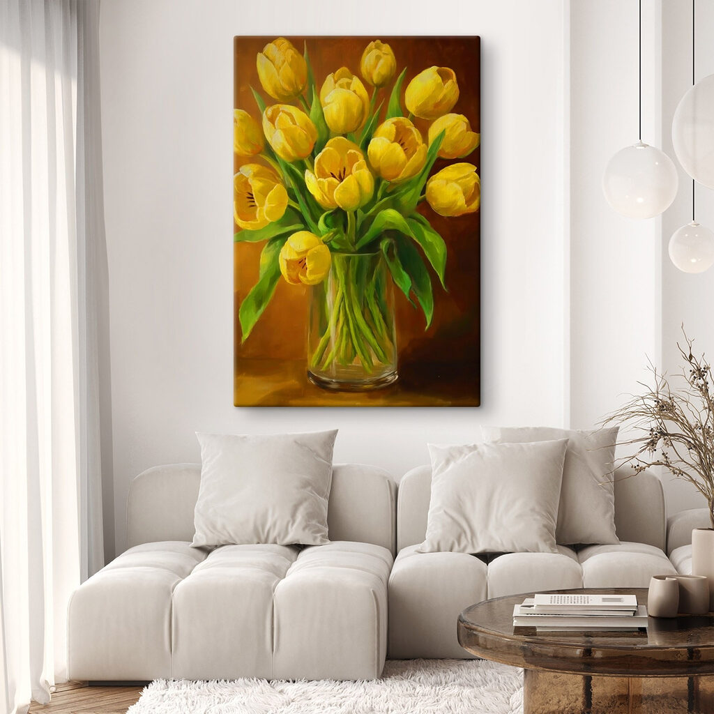 Tulipes jaunes sur brun — intérieur 2