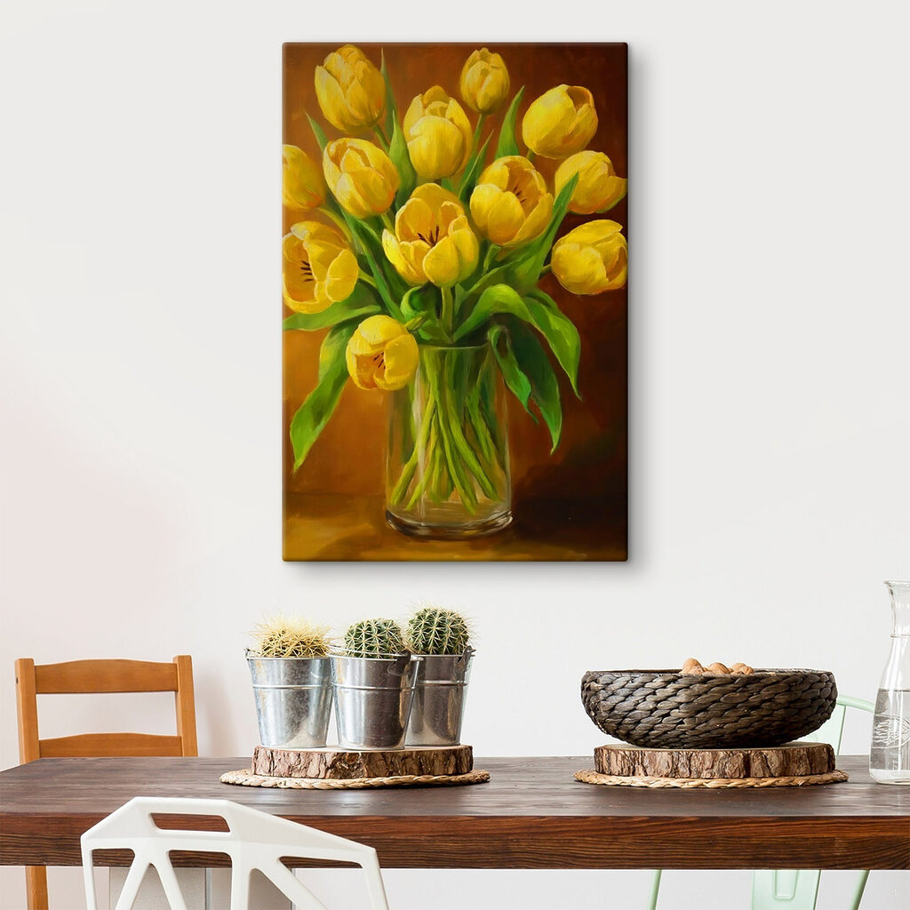 Tulipes jaunes sur brun — intérieur 1